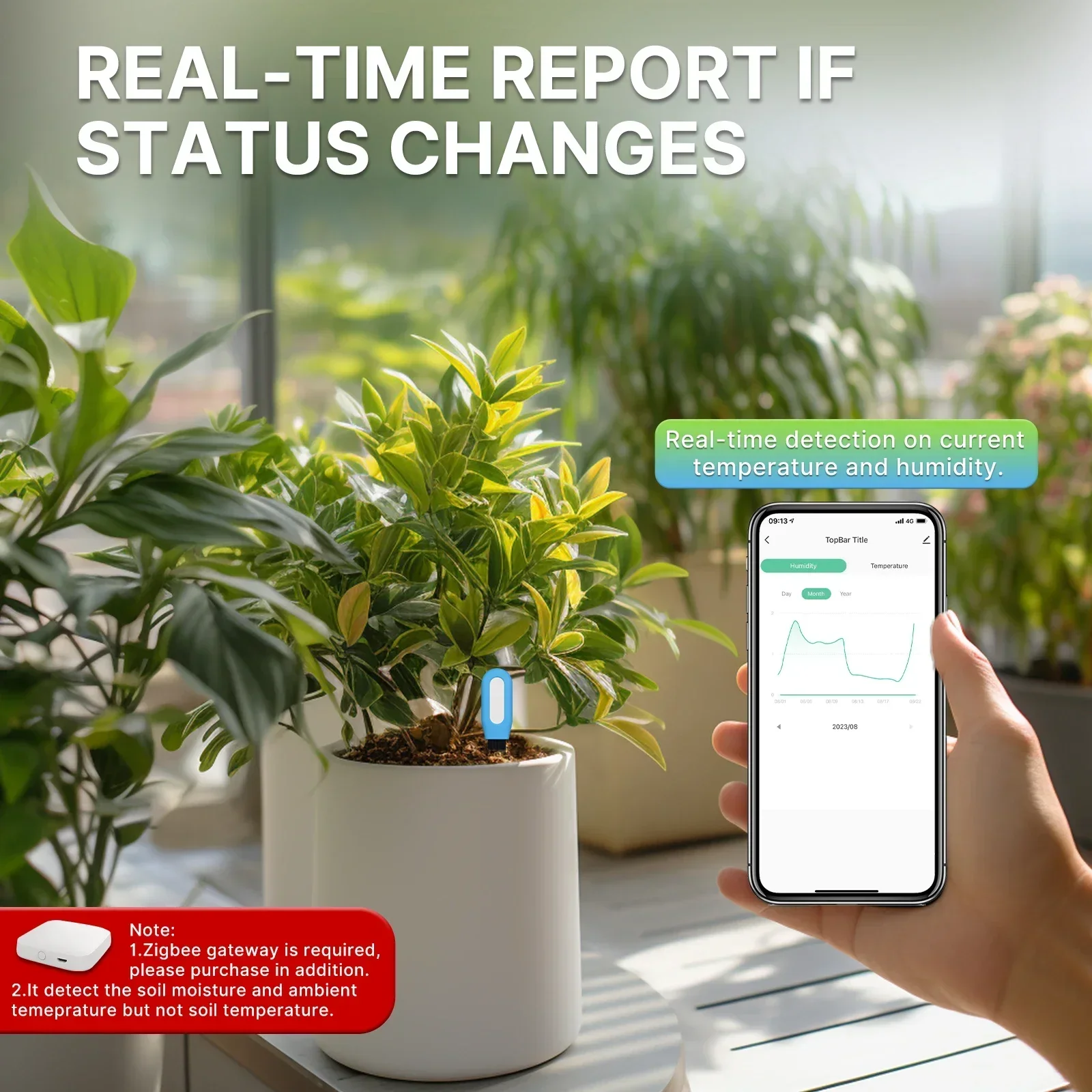 MOES Smart ZigBee Soil Tempera - огляд і ціна Moisture Meter Plant