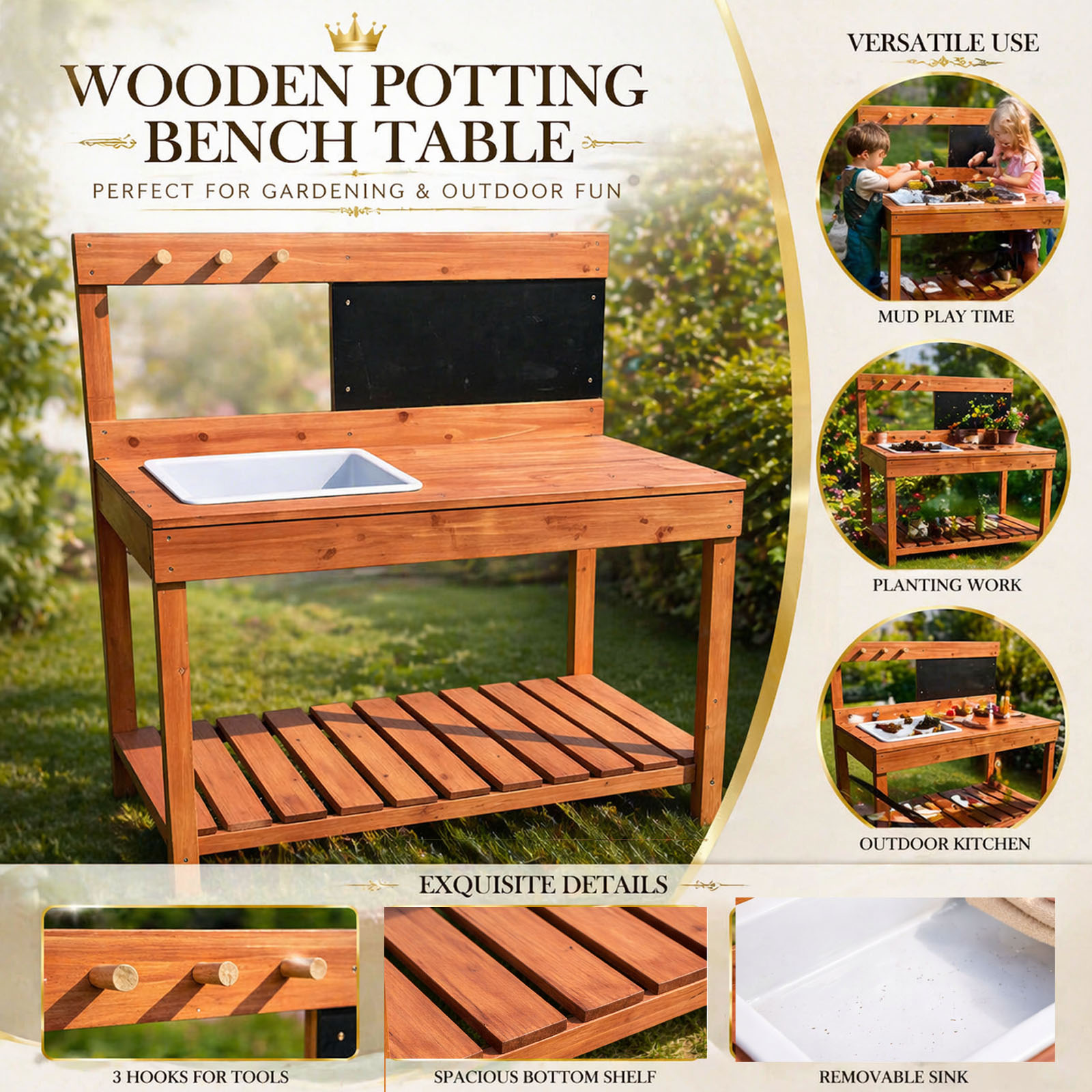 Wooden Potting Benches For Chi - огляд і ціна Gardening Tools For Kids