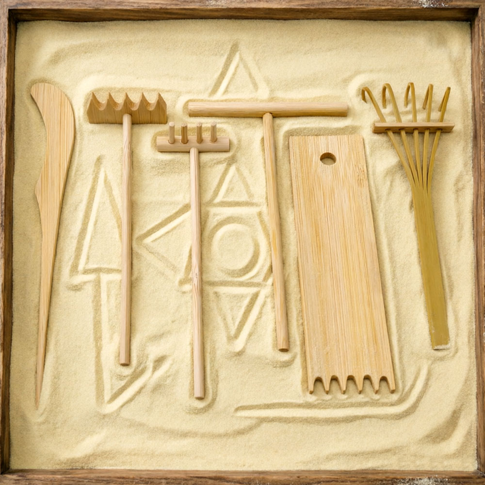 6 Pcs Bamboo Sand Rake Tool Ki - огляд і ціна Gardening Tools Drawing