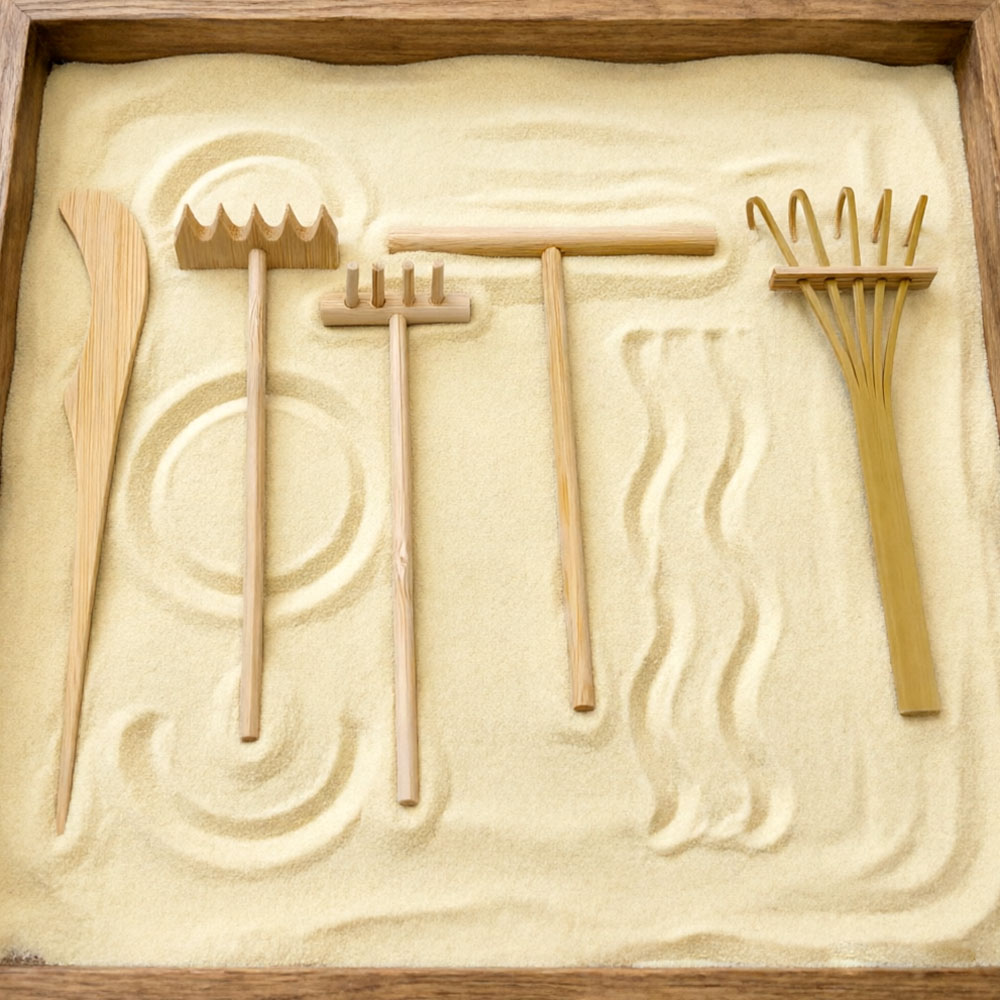 6 Pcs Bamboo Sand Rake Tool Ki - огляд і ціна Gardening Tools Drawing