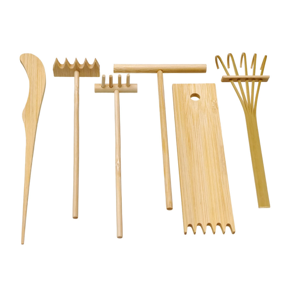 6 Pcs Bamboo Sand Rake Tool Ki - огляд і ціна Gardening Tools Drawing